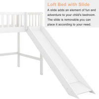 Bellewave twin size low loft bed for kids, loft bed frame with slide and ladder, junior loft bed, wood loft bed twin for girls b
