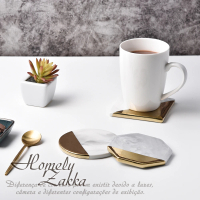 【Homely Zakka】北歐輕奢風鍍金大理石紋陶瓷杯墊/隔熱墊/桌墊_3款一組