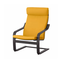 POÄNG 扶手椅, 黑棕色/skiftebo 黃色, 68x82x100 公分