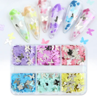 Light Color Butterfly Sequins Nail Decoration Kit Makaron Glitter Flakes UV Gel For Nails Art Accessories PET Manicure Materials