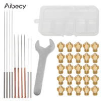 Aibecy 3D Printer Nozzles Maintenance Tool Kit MK10 M7 Thread Extruder Brass Nozzle 0.2/0.4/0.6/0.8/1.0mm Print
