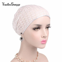 Women Muslim Turban Lace Hollow out Beanie Chemo Cap for Cancer Patients Lose Hair Wrap Hat Muslim Prayer Hats YS215