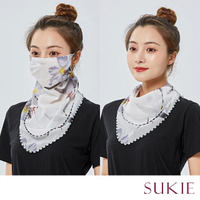【Sukie】唯美雪紡印花口罩護脖多用途防曬絲巾(多款任選)