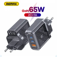 Remax Gan 65W Quick Fast Charger USB A Type C QC 4.0 PD3.0 Fast Charger for Xiaomi iPhone 15 Macbook Tablet Quick Charger
