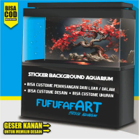 sticker wallpaper background aquarium belakang 3d tema gambar bunga sakura DP