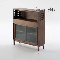 Slow Light Storage Cabinet Living Room Wine Cabinet with Light Dining Side Display Cabinet Quiet Solid Wood Home