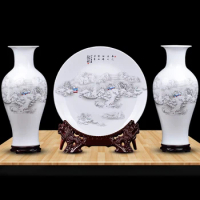 Jingdezhen ceramic Three Pieces Of Vase Flower Chinese Portraits Living Room Furnishings porcelain flower vase home vase snow
