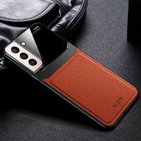 For Samsung S21 FE Ultra Plus Case Luxury Leather Soft Frame Protect Phone Case For Galaxy S21Ultra S21Fe S21Plus S21 Back Cover