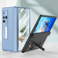 Hinged Folding All-inclusive Case For Huawei Mate X2 Magnetic Bracket Anti-fall Phone Cover with Glass Film For Huawei Mate X2