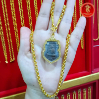 B เซ็ตสร้อยคอลายผ่าหวาย+จี้พระหลวงพ่อรวย 2บาท24นิ้ว ผ499