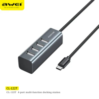 Awei CL-122T Type-C Extender USB 2.0 Docking Station For laptop Tablet Type A Computer Splitter for Data Transmission Charging