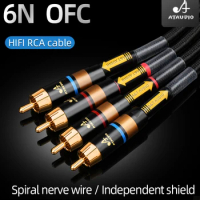One pair HIFI RCA cable HiFi main core independent shielding rca to rca audio cable cable 6N OFC audio cable