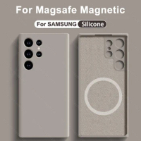 Liquid Silicone Case For Magsafe For Samsung Galaxy S24 S22 S21 S23 Ultra Plus Fe Wireless Charge Magnetic Back Shockproof Cover