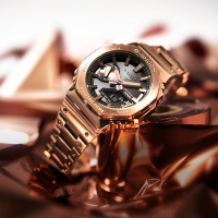 CASIO 卡西歐 G-SHOCK 八角 全金屬版 太陽能藍芽連線雙顯手錶 送禮推薦-玫瑰金 GM-B2100GD-5A