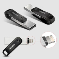 SanDisk Dual-Purpose Swivel USB3.0 Flash Drive 128GB 256GB Metal U Disk OTG Lightning Connector For iPhone /iPad/PC SDIX60N