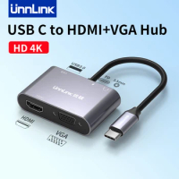 Unnlink 4K USB C to HDMI VGA USB PD Hub Docking Station Type C Adapter for Macbook Samsung S20 Dex