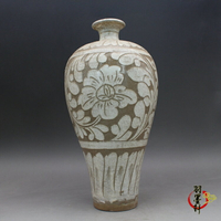宋磁州窯剔花刻花紋 梅瓶 花瓶 古玩古董陶瓷器收藏擺件五大民窯