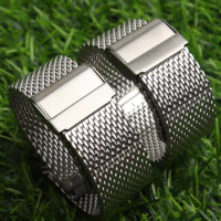 Watch Accessories Folding Clasp 20 22mm Milanese Stainless Steel Mesh Watch band Best For iwc omega breitling Series Strap