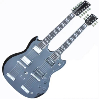 Two-headed Electric Guitar 12-string Double String Plus 6-string Lead Electric Guitar Black Mahogany OIATTAR-8020