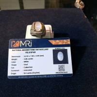 Moonstone Biduri Bulan Air Laut Natural Orthoclase Feldspar 12.52x7.96x6.40mm 4.85 Carat Putih Caboc