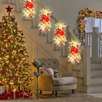 聖誕節花環藤條門簾掛件家居led發光樓梯倒掛裝飾門掛 全館免運