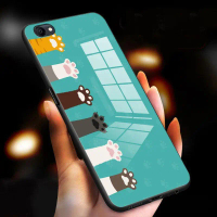 เคสสำหรับ VIVO Y66 Y65 ลูกแมว คลื่น กันกระแทก เคลือบเงา กระจกนิรภัย ฝาหลัง