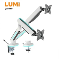 LDT54-C024L Mechanical Spring RGB Lighting Gaming Dual Monitor Arm Stand Best Standing Computer 32" Monitor Mount Desk Mount