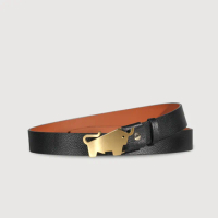 【BRAUN BUFFEL 德國小金牛】台灣總代理 時尚紳士 時尚造型LOGO釘扣式皮帶-金色(BF25B-RO036-GD)