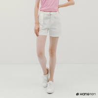 Hang Ten-女裝-REGULAR FIT附腰帶口袋短褲-米白