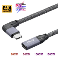 100W PD 5A USB3.1 Type-C Extension Cable 4K @60Hz 10Gbps USB C Male to Female Extender Cord For Macbook Nintendo ASUS HP Laptop