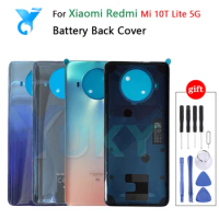 New For Xiaomi Mi 10T Lite 5G Battery Cover Back Glass Panel Rear Door Case Mi 10T Lite Battery Cover Back Cover+With Logo