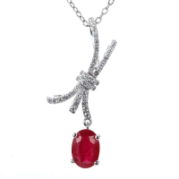 【DOLLY】1克拉 18K金緬甸紅寶石鑽石項鍊