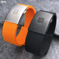 Silicone Rubber Strap For Tissot TOUCH COLLECTION EXPERT SOLAR Series T091T013 T081 Black Orange Men's bracelet 20mm 21mm