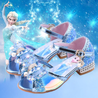 รองเท้าแตะเด็กผู้หญิง 2024 รองเท้าเจ้าหญิง Aisha ใหม่รองเท้าส้นเตี้ยเด็กฤดูร้อนรองเท้าส้นสูงเด็ก Frozen