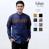 Baju Koko Pria Lengan Panjang Kobata Abris Batik Katun Kombinasi Motif