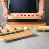 Melamine Tableware Long Sushi Plate Imitation Wood Grain Dinner Plate Hot Pot Serving Plates Snack Tray Dim Sum Plates Dish