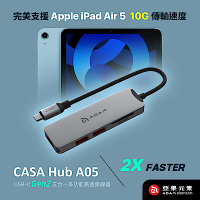 亞果元素 CASA Hub A05 USB-C Gen2 五合一多功能高速集線器 灰