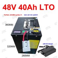 GTK 48V 40AH LTO Lithium titanate battery pack BMS for 3000W Solar energy storage bike scooter golf cart motorbike +5A charge