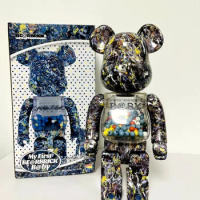 Bearbrick 400% Splashing Ink Qianqiu 28cm Highly Trendy Teddy Bear Desktop Collection Ornaments Joint Rotation With Sound