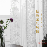 韓式田園唯美蕾絲內側花邊白紗窗簾窗紗陽臺客廳飄窗白色紗簾北歐