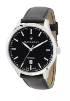 Maserati 【2年保養】瑪莎拉蒂 AttRazione系列 43mm 黑色皮革錶帶 男士自動機械腕錶 (瑞士製造) -R8821126001