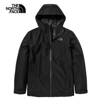 【The North Face】北面男款黑色防水透氣連帽衝鋒衣|5JVWJK3