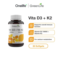 GreenLife Vita D3 + K2 (D3 1000 IU + K2 120mcg) 90 Softgels - For Calcium Metabolism, Immune and Hea