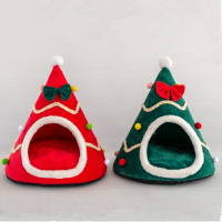 聖誕樹寵物窩🎄聖誕節 寵物睡窩 保暖 可愛造型 睡墊 狗窩 貓窩