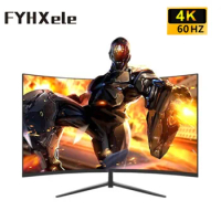 FYHXele 32 inch Curced Monitor 4K 60Hz HDR400 UHD Desktop Gaming Computer Screen HDMI-Compatible/DP/Audio Support Free-Sync