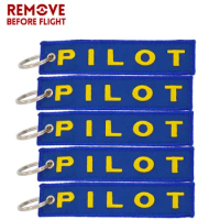 Pilot Keychain Key Ring Blue Embroidery Key chains Remove Before Flight OEM Key Fob Tag Label for Aviation Gift Jewelry Keyrings