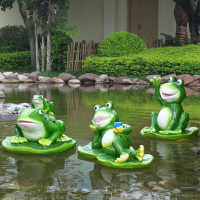 卡通青蛙浮水擺件裝飾戶外花園池塘水面動物造景浮水荷葉雕塑小品
