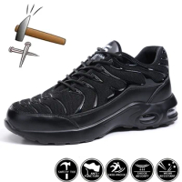 Guyisa brand Safety Shoes New Men safety Boots Anti Smash Puncture Proof Men's Work Shoes Comfortable Air Cushion Shoes Sneakers