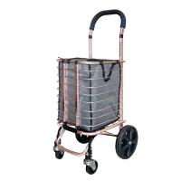 【大船回港】玫瑰金折疊買菜車-好推大輪款 H-001N(購物車/鋁製推車/手拉車/買菜車/菜籃車/搬貨手推車)