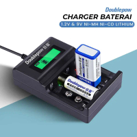 Charger Baterai 4 Slot AA AAA 9V Ni-MH Ni-CD Li-Ion with LCD Hijau Led